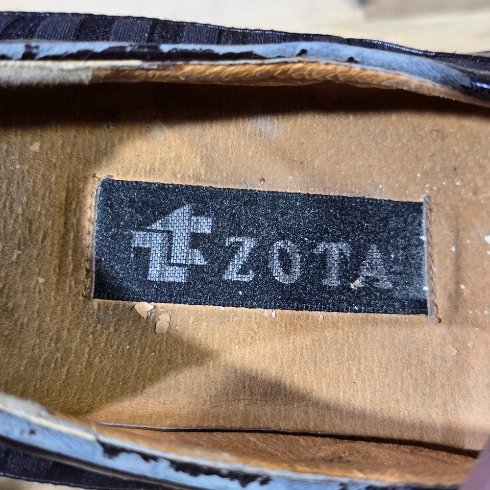 Zota Men's 9.5 Brown Leather Square Toe Oxford Lace Up Dress Shoes Formal‎ Wear